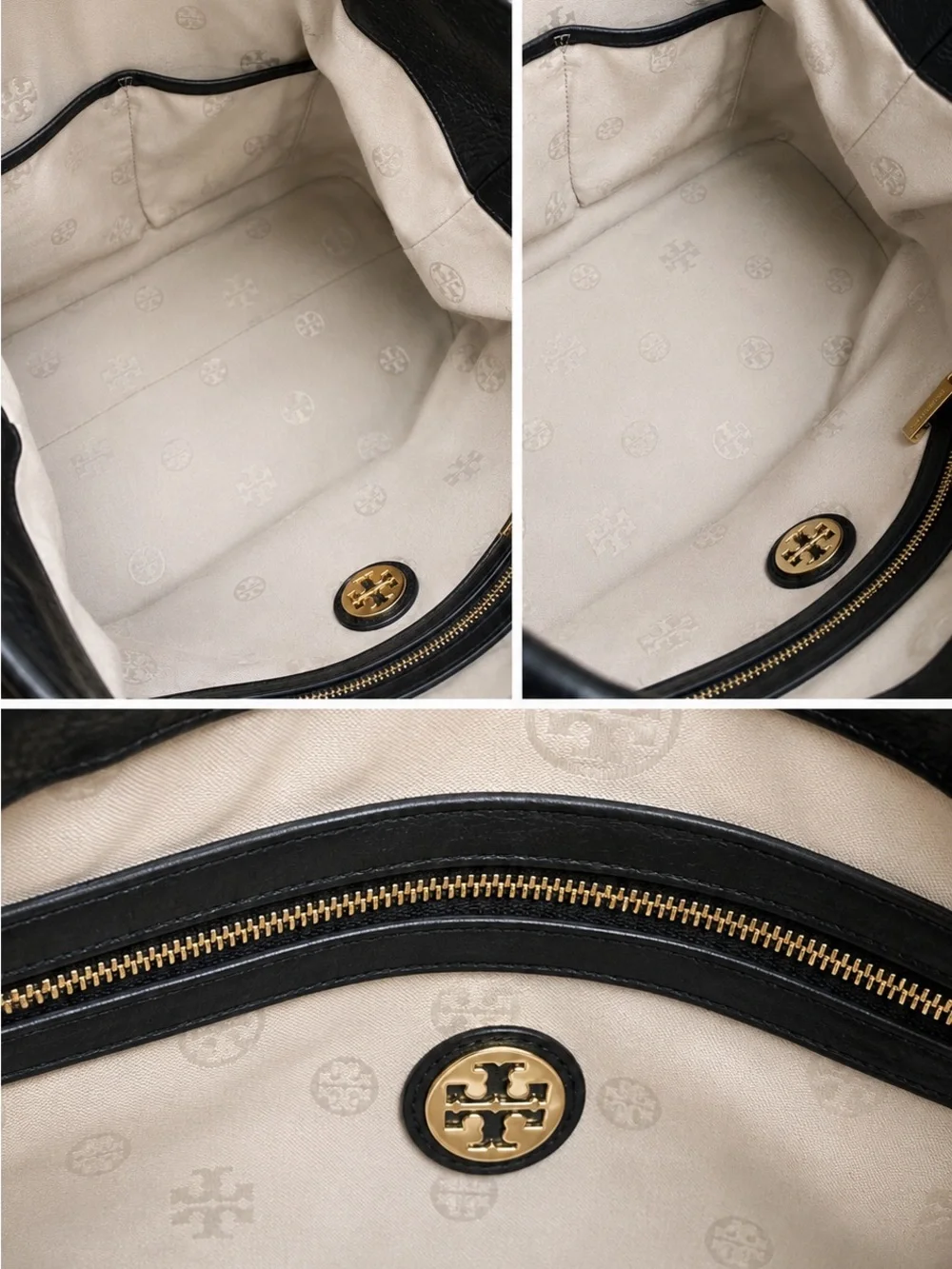 Tory Burch Amanda Classic Handle Black Leather Hobo Crossbody Dust Bag